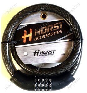Трос противоугона HORST, кодовый (5 разрядов), 20х1000 мм, трос, черный, 09-100085