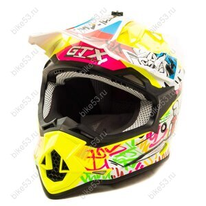 Шлем GTX 632S (детский кросс)  FLUO YELLOW/RED BLUE L (ML 015546)