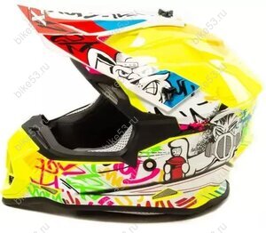 Шлем GTX 632S (детский кросс)  FLUO YELLOW/RED BLUE M (ML 015545)